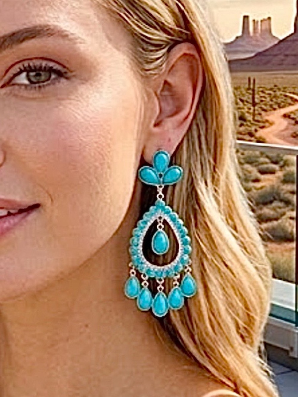 NWT Susan Graver | Turquoise Chandelier Earrings
